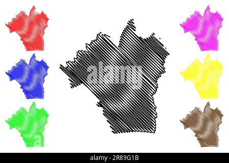 Brentwood distretto non-metropolitano, Borough (Regno Unito di Gran Bretagna e Irlanda del Nord, contea cerimoniale Essex, Inghilterra) mappa vettore illus Illustrazione Vettoriale