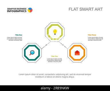 Modello di diapositiva strategia a tre punti Illustrazione Vettoriale