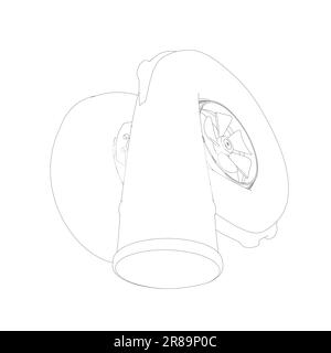 Funzionamento del rotore della turbina a vapore. Illustrazione vettoriale. Schema delle turbine automobilistiche. Illustrazione Vettoriale