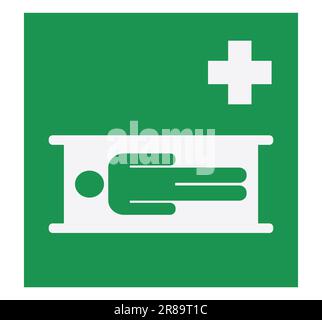 Simbolo barella isolato. Concetto di simboli medici. Illustrazione Vettoriale