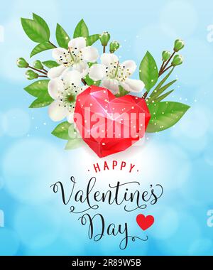 Scritta di San Valentino con cuore di Ruby Illustrazione Vettoriale