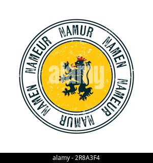 Namur, Belgio, francobollo di gomma con grunge vettoriale cittadino su sfondo bianco Illustrazione Vettoriale