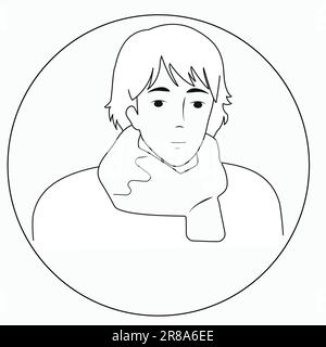 Avatar uomo bianco e nero. Vettore Illustrazione Vettoriale