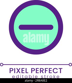 Icona dell'interfaccia utente pixel Perfect RGB a colori del pulsante di sottrazione Illustrazione Vettoriale