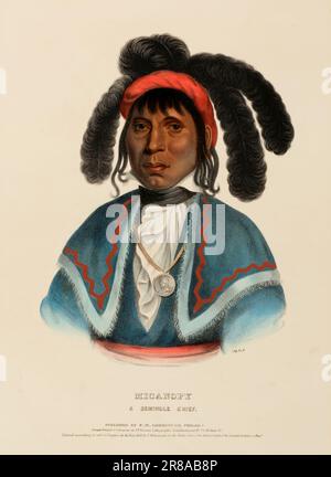 MICANOPY. A SEMINOLE CHIEF., dalla Storia delle tribù indiane del Nord America ca. 1838 di McKenney e Hall, 1836-1844 Foto Stock