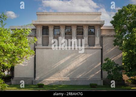 Unity Temple, seminale design influenti, architetto Frank Lloyd Wright, 1905, Oak Park, Illinois, sobborgo di Chicago. Foto Stock