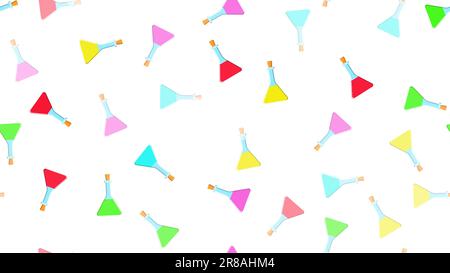 Struttura senza cuciture di infinite ripetizioni triangolari multicolore medico chimica vetro provette per analisi scientifiche di matracci lattine su sfondo bianco Illustrazione Vettoriale