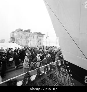 Attuale 56-10-1960: Navi per auto e persone l'armatore Anders Jahre apre la rotta Oslo-Kiel con la nuova e orgogliosa nave di Jahre-line "Kronprins Harald". Foto: Ivar Aaserud / Aktuell / NTB ***FOTO NON ELABORATA*** Foto Stock