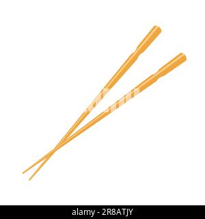 Cibo chopsticks semplice mano disegnata vettore illustrazione, legno tradizionale giapponese, cinese, bastoni asiatici per mangiare piatti della cucina orientale e sushi, elemento di design dettagliato Illustrazione Vettoriale