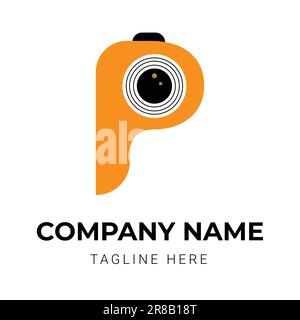 Modello di design del logo della fotocamera astratto Illustrazione Vettoriale