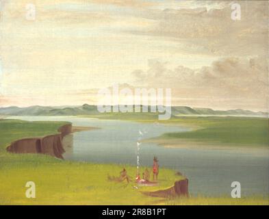 Prairie Bluffs a Sunrise, vicino alla foce del fiume Yellowstone 1832 da George Catlin, nato Wilkes-barre, PA 1796-Dead Jersey City, NJ 1872 Foto Stock