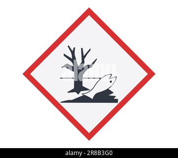 Simbolo di pericolo per l'ambiente. Concetto di etichettatura delle sostanze chimiche. Illustrazione Vettoriale