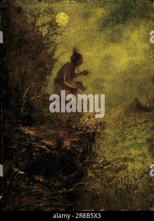 The Signal Fire 1885-1890 di Ralph Albert Blakelock, nato New York City 1847-morto Elizabethtown, NY 1919 Foto Stock