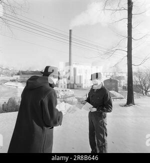 Effettivo 56-7-1960: Tuta o tute bonus di Natale sono diventati luogo comune a molte aziende. Ma non tutti i manager aziendali sono stati fortunati con la distribuzione. In molti luoghi di lavoro, la questione della gratiale o non è dipesa dal problema: Tuta o tute. Il lavoratore riceve NOK 250 come bonus di Natale. Questo collega è stato nel servizio dell'azienda per più di 20 anni. Quando l'imposta viene dedotta, sarà inferiore a 10 NOK. all'anno! Il funzionario riceve NOK 800. La differenza tra un operaio del collare bianco e un operaio oggi è soltanto questa: Un operaio del collare bianco è pagato mensilmente, Foto Stock