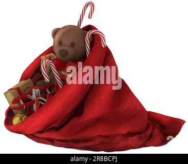 sacco di babbo natale pieno di regali di natale pronto a consegnare Foto Stock