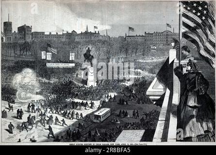 Gran Sumter Meeting a Union Square, New York, aprile 11, da Harper's Weekly, aprile 25, 1863 1863 di Winslow Homer, nato Boston, ma 1836-morto Prout's Neck, ME 1910 Foto Stock