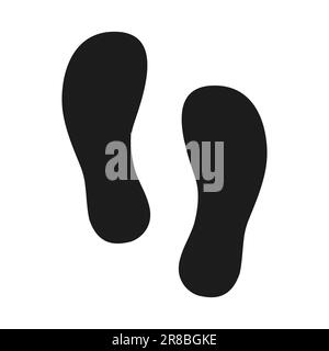 Footprint Icon Vector Footwears Flat Style sagome nere Illustrazione isolata su sfondo bianco. Illustrazione Vettoriale