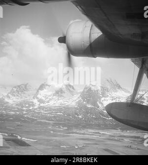 Corrente 10-1947: La rotta di volo espresso lungo la Norvegia con l'Hurtigrute di volo sulla rotta regolare, che sarà aperta a giugno, un volo parte da Tromsø e uno da Stavanger ogni mattina, mentre uno è in riserva. La durata del volo è di circa nove ore con ulteriori soste a Bergen, Oslo, Trondheim, Brønnøysund/Sandnessjøen, Bodø e Harstad. Da Tromsø, la rotta Hammerfest–Vadsø–Kirkenes hodt inizia con altri voli tre volte alla settimana per tratta. Il viaggio Kirkenes–Oslo richiederà quindi due giorni con il volo Hurtigruten. Ora passa circa una settimana. La natura Foto Stock