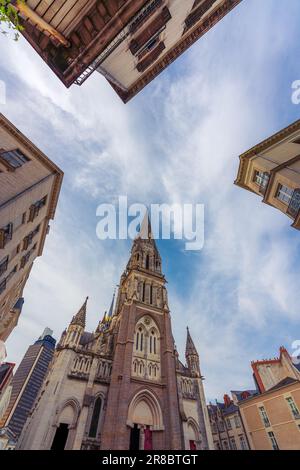 Vista della Basilica di Saint-Nicolas a Nantes, Francia Foto Stock