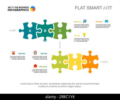 Modello di diapositiva del modello a sei elementi Illustrazione Vettoriale