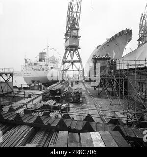 Attuale 56-10-1960: Navi per auto e persone l'armatore Anders Jahre apre la rotta Oslo-Kiel con la nuova e orgogliosa nave di Jahre-line "Kronprins Harald". Foto: Ivar Aaserud / Aktuell / NTB ***FOTO NON ELABORATA*** Foto Stock