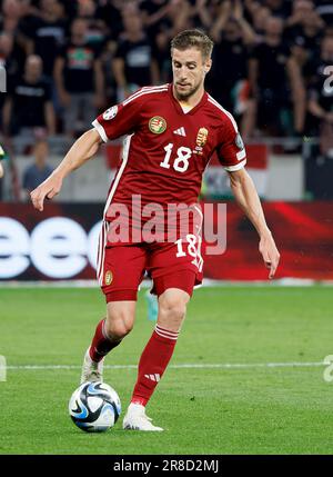 Budapest, Ungheria. 20th giugno, 2023. Barnabas Varga dell'Ungheria controlla la palla durante la partita di qualificazione UEFA EURO 2024 di gruppo G tra Ungheria e Lituania alla Puskas Arena il 20 giugno 2023 a Budapest, Ungheria. Credit: Laszlo Szirtesi/Alamy Live News Foto Stock