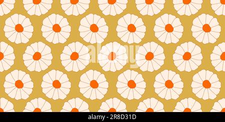 Estate Daisy Floral 70s retro senza cuciture modello Illustrazione Vettoriale