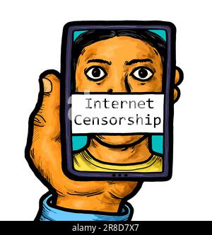 La censura di Internet controlla una libertà di parola sui social media cellulare. Foto Stock