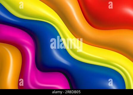 Luminoso astratto multicolore 3D sfondo onde colorate. Sfondo ondulato. Illustrazione Vettoriale