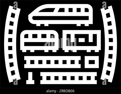 treno giocattolo set bambino glyph icona illustrazione vettore Illustrazione Vettoriale