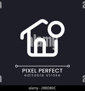 Notifica dall'icona dell'interfaccia utente lineare pixel Perfect bianco della home page per il tema scuro Illustrazione Vettoriale