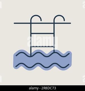 Piscina piatta vettore isolato icona. Simbolo grafico per sito web di viaggi e turismo e design di app, logo, app, UI Illustrazione Vettoriale