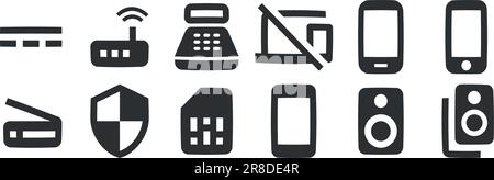 Set di 12 icone hardware. Un set di icone vettoriali. Set semplice. Icone lineari impostate. Set di icone UI grandi. UI UX Illustrazione Vettoriale