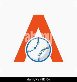 Logo Baseball su modello vettoriale lettera A. Illustrazione Vettoriale