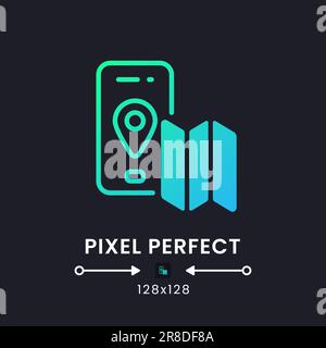 Icona blu del desktop gradiente dell'app di navigazione in nero Illustrazione Vettoriale