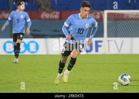 Montevideo, Uruguay. 20th giugno, 2023. Stadio del Centenario Brian Rodriguez dell'Uruguay, durante l'amichevole incontro tra Uruguay e Cuba, al Centenario Stadium questo martedì 20. €30761 (Pool Pelaez Burga/SPP) Credit: SPP Sport Press Photo. /Alamy Live News Foto Stock