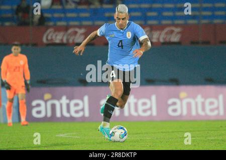 Montevideo, Uruguay. 20th giugno, 2023. Stadio del Centenario Puma Rodriguez dell'Uruguay, durante l'amichevole incontro tra Uruguay e Cuba, all'Estadio Centenario questo martedì 20. €30761 (Pool Pelaez Burga/SPP) Credit: SPP Sport Press Photo. /Alamy Live News Foto Stock