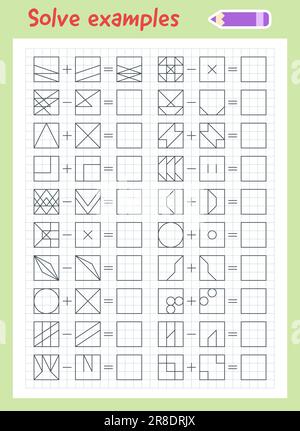 Esercizi di logica per i bambini. Esempi di risoluzione. Matematica Illustrazione Vettoriale
