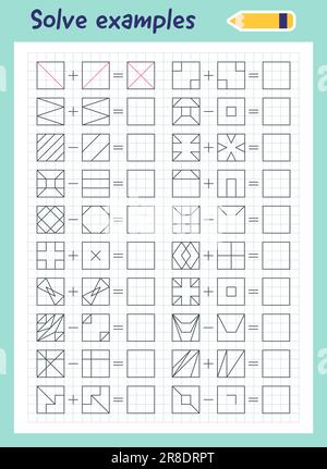 Esercizi di logica per i bambini. Esempi di risoluzione. Matematica Illustrazione Vettoriale