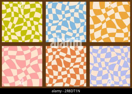 Sfondo a scacchi Set scacchiera psichedelica Illustrazione Vettoriale
