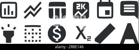 Set di 12 icone Editor. Icone moderne a linee sottili. Set semplice. Set di simboli lineari. Set di icone UI grandi. UI UX Illustrazione Vettoriale