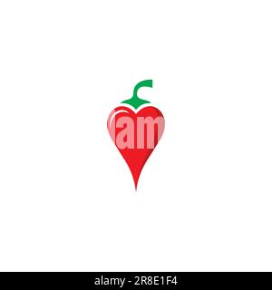 Love Chili Food Logo Vector. Chili Icon. Logo Hot del ristorante Illustrazione Vettoriale