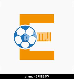 Lettera iniziale e Soccer Logo. Modello vettoriale con logo di calcio Illustrazione Vettoriale