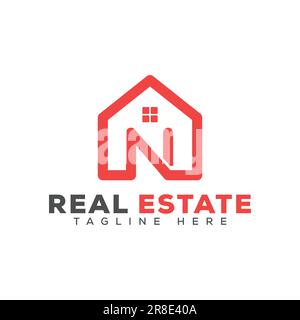 modello di design del logo eps10 vector initial letter n real estate isolato su sfondo bianco Illustrazione Vettoriale