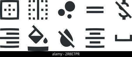 Set di 10 icone Editor di testo. Set di icone per soluzioni aziendali creative. stile moderno. Set di simboli lineari. Confezione di icone piene di spessore sottile. UI e UX Illustrazione Vettoriale