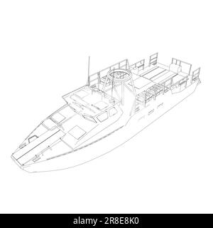 Contorno icona nave da guerra. Navi militari e navali. immagini vettoriali isolate. Vettore di contorno della nave militare. Isolamento vettore modello veicolo militare Illustrazione Vettoriale