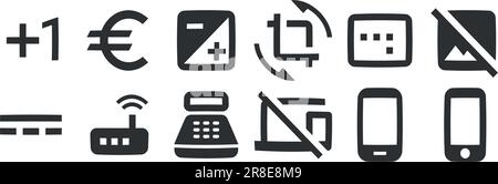 Set di 12 icone hardware. Icone moderne a linee sottili. Set semplice. Icone lineari impostate. Confezione di icone piene di spessore sottile. Illustrazione vettoriale Illustrazione Vettoriale