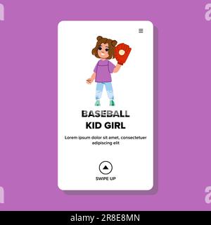 baseball kid girl vector Illustrazione Vettoriale