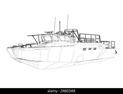 Contorno icona nave da guerra. Navi militari e navali. immagini vettoriali isolate. Vettore di contorno della nave militare. Isolamento vettore modello veicolo militare Illustrazione Vettoriale