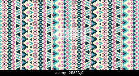 Disegno a mano astratto senza giunture modello, sfondo etnico, stile semplice - ottimo per tessuti, striscioni, sfondi, imballaggio - disegno vettoriale Illustrazione Vettoriale